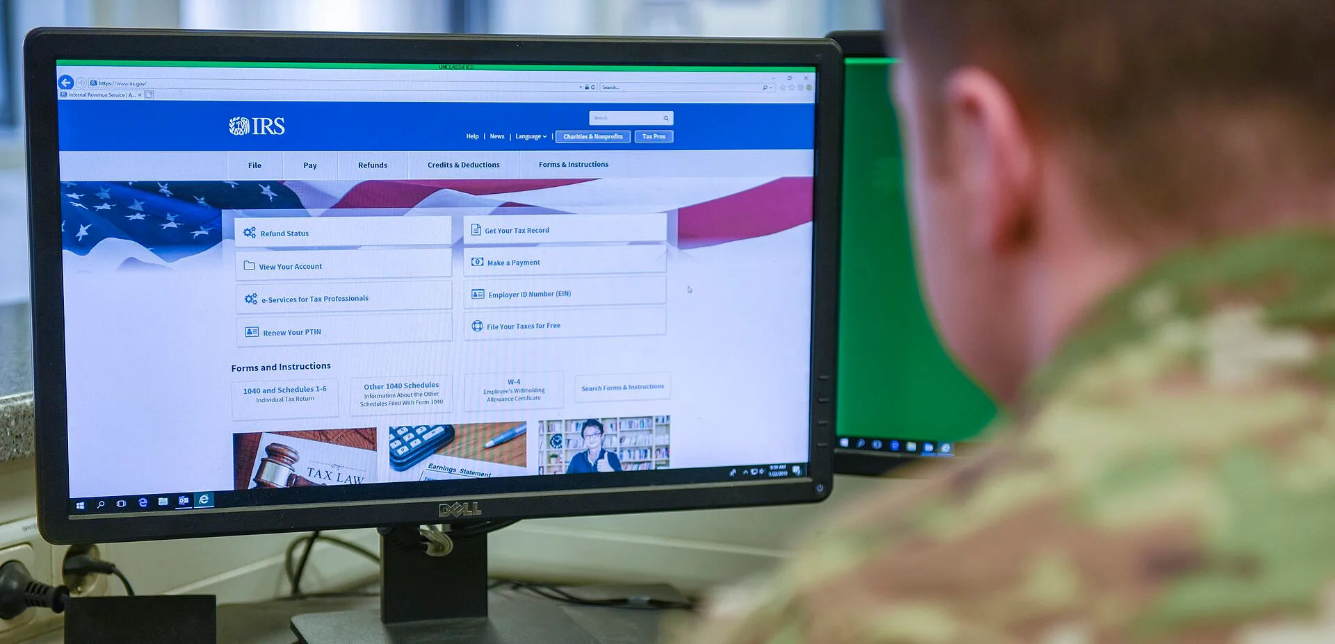 U.S. Army Soldier accesses the IRS website in preparation for filing taxes. Soldiers should expect their W-2s to be available today, Jan. 22, 2019. Checking an EIN and tax status without breaking IRS privacy rules